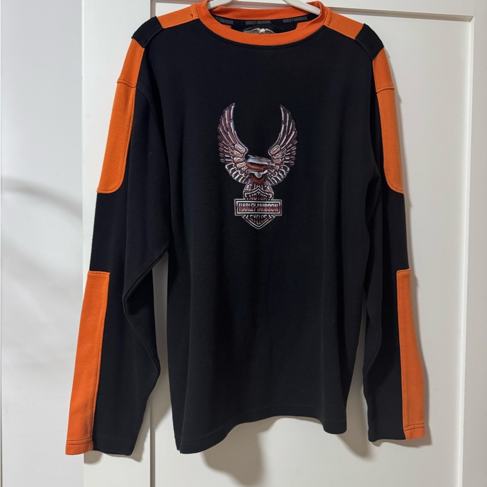 Vintage Harley-Davidson Black and Orange Tee